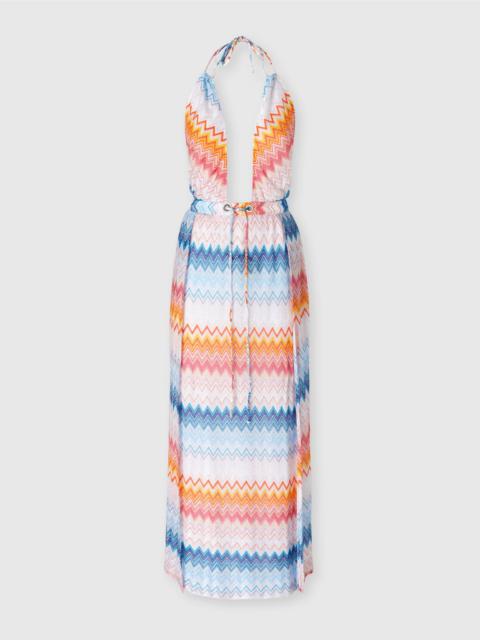 Missoni Long cover-up dress in zig zag lamé viscose blend