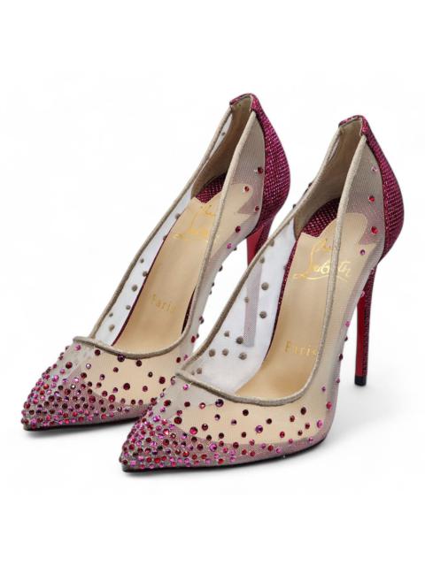 Christian Louboutin Follies Strass Crystal Pumps - Mesh and Leather - Nude 35.5