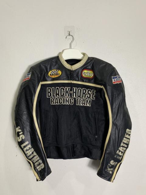 Other Designers Japanese Brand - KADOYA 00’s Black Horse Padded Mesh Leather Biker Jacket