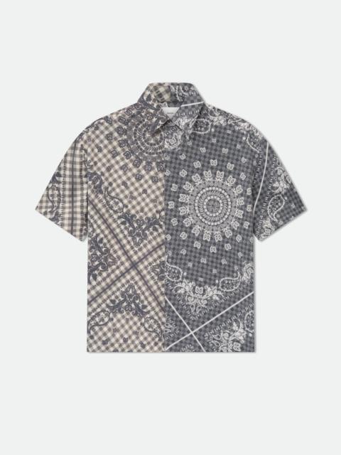 Rhude SPLIT GINGHAM BANDANA BUTTON UP SHIRT