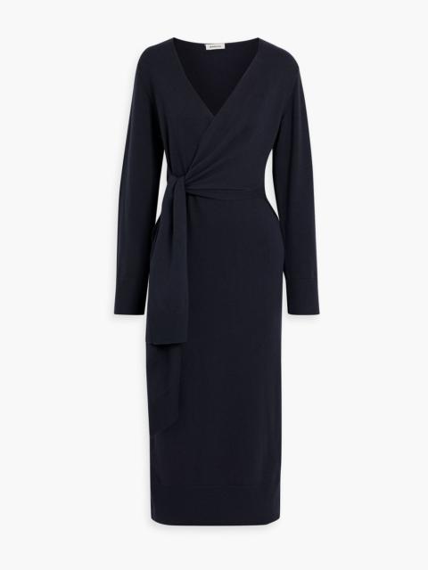 SIMKHAI Skyla wrap-effect cotton and cashmere-blend midi dress