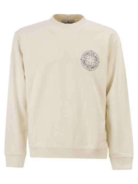 Stone Island Stone Island Men Oversized Crew Neck Sweatshirt With “Outline Compass” Print