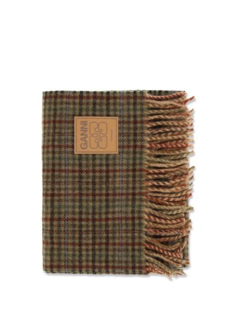 GANNI Ganni Women Compact Wool Scarf Mini Checks