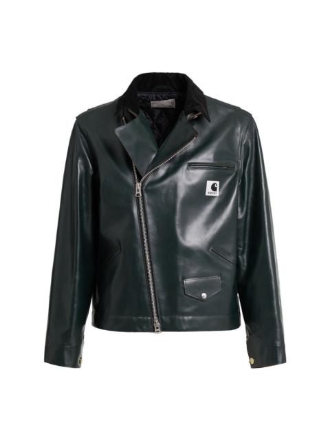 sacai SACAI Green Leather Jacket New & Authentic (Men's size:L;)