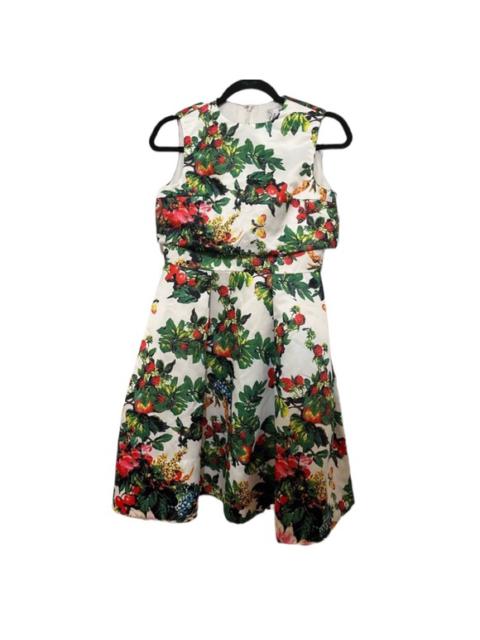 Other Designers Floral Satin Dress with Pleats