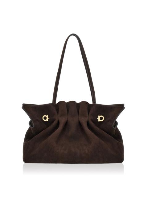 FERRAGAMO Medium Piercing Leather Shoulder Bag brown