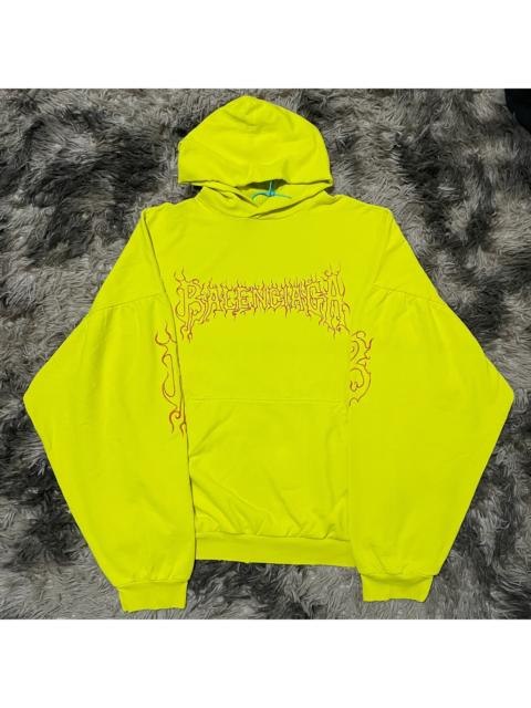 BALENCIAGA Balenciaga Yellow Logo Flame Print Hoodie