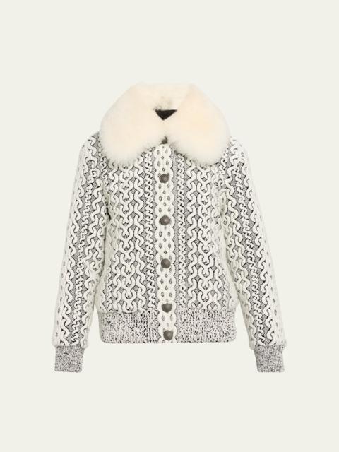 Moncler Grenoble Beille Bomber Jacket with Detachable Shearling Collar