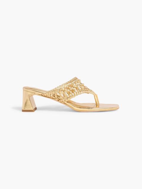 SIMKHAI Alia metallic woven leather mules