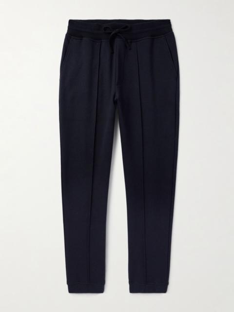 Loro Piana Whitney Tapered Cotton, Silk and Cashmere-Blend Jersey Sweatpants Navy