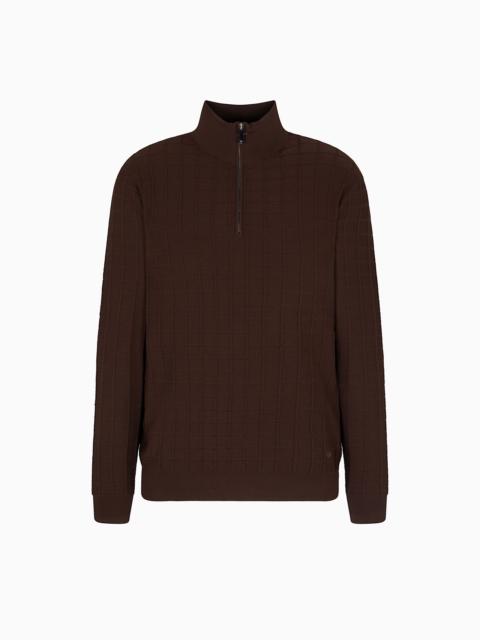 EMPORIO ARMANI ASV MOCK-NECK JUMPER IN A CHECK KNIT