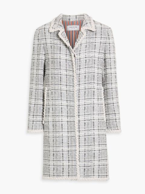 Thom Browne Faux pearl-embellished checked tweed coat