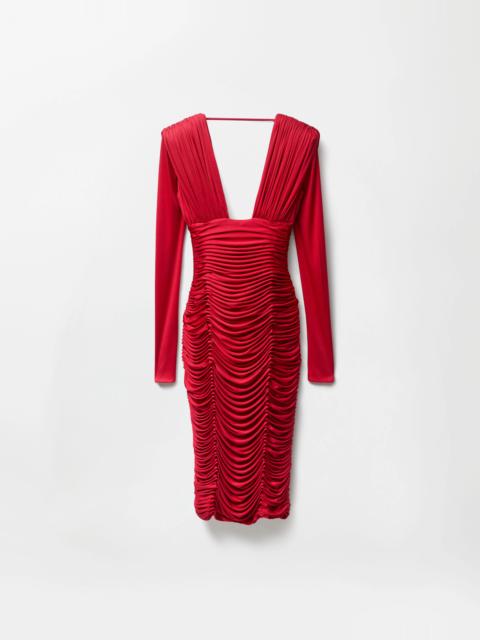 VERSACE Draped Silk Crêpe Jersey Midi Dress