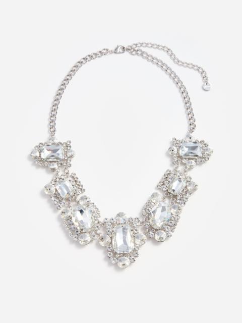 self-portrait Silver Crystal Cluster Necklace