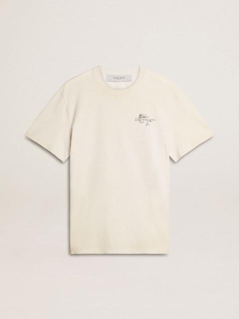 Golden Goose Men's T-shirt with print on the chest and on the back with a lived-in effect
