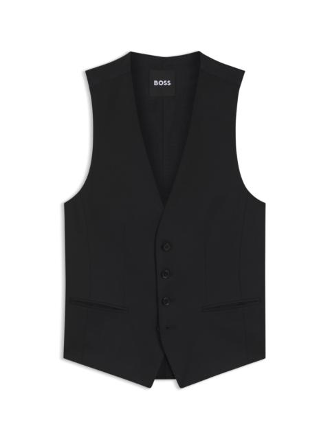 BOSS SINGLE-BREASTED WAISTCOAT IN VIRGIN-WOOL SERGE