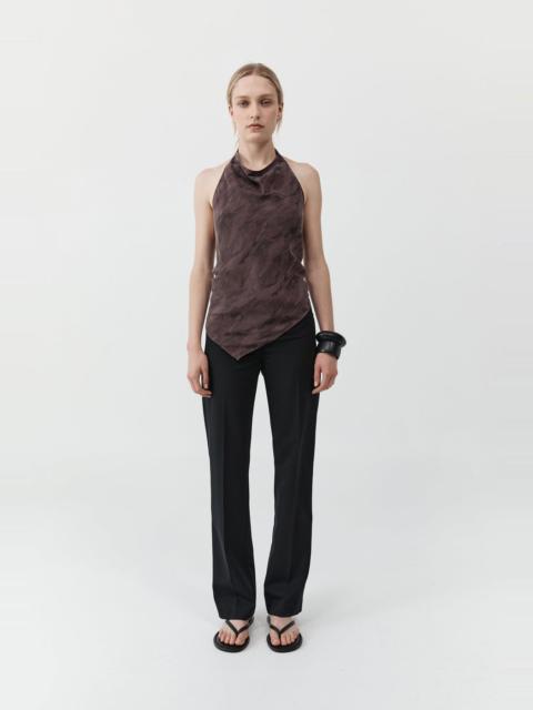 ST. AGNI Jacquard Cowl Tie Top - Chocolate Plum