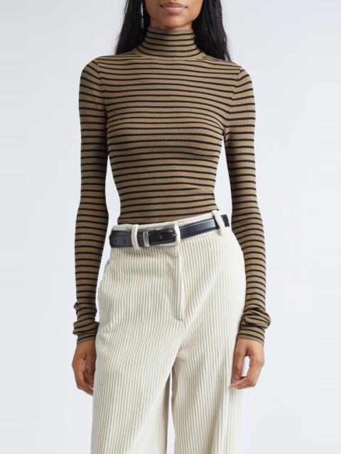 Proenza Schouler Proenza Schouler Didi Velvet Stripe Sweater in Khaki/Black at Nordstrom