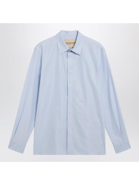 Valentino Valentino Light Blue Fil-Ã -Fil Cotton Shirt With Vlogo Embroidery Men