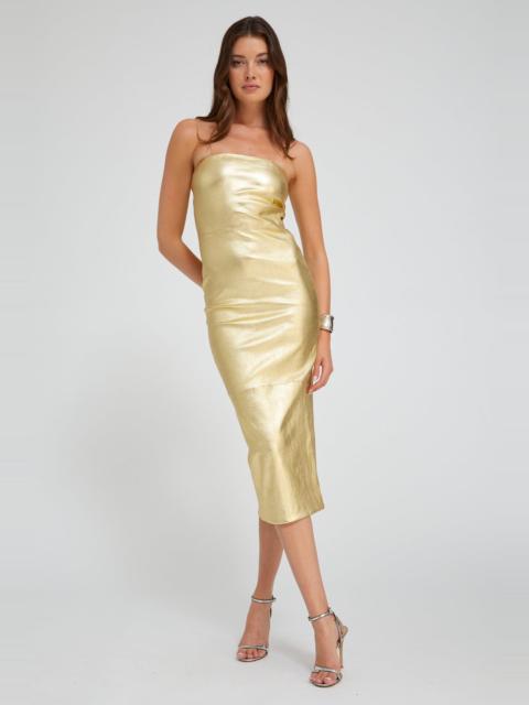 SPRWMN METALLIC GOLD LEATHER TUBE DRESS