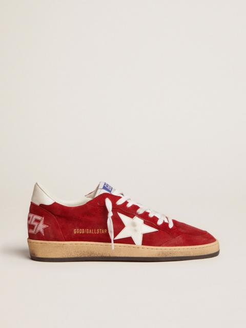 Golden Goose Men's Ball Star in dark red suede with white star and heel tab