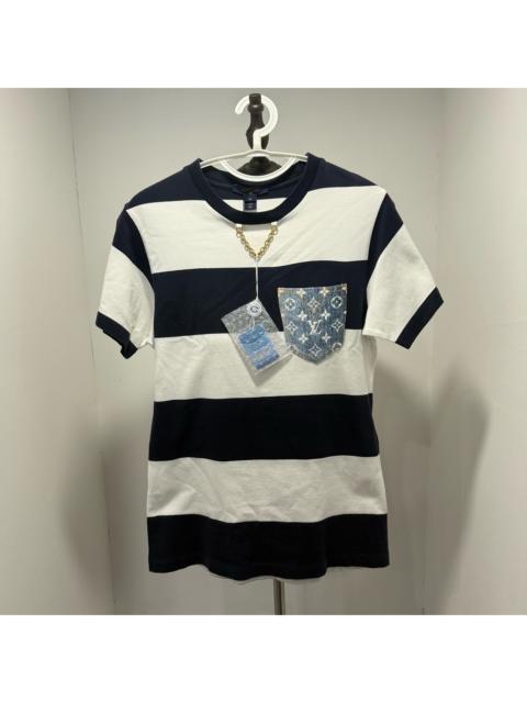 Louis Vuitton Louis Vuitton Striped All-Over Print Denim Color-Block Short Sleeve Shirt