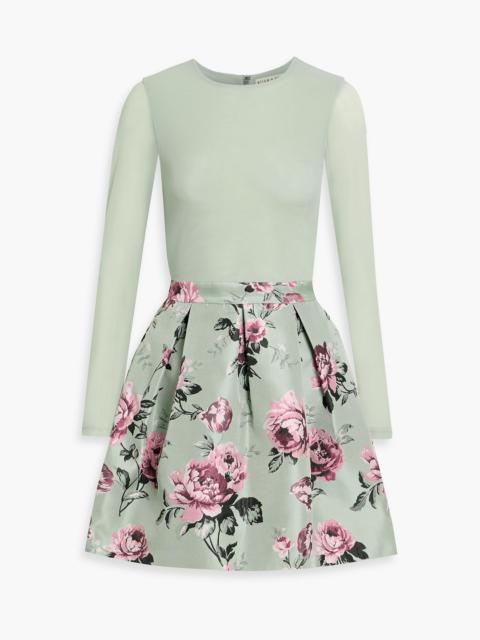 Alice + Olivia Chara stretch-tulle and floral-jacquard mini dress
