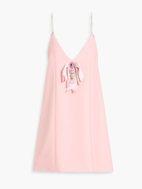 AREA Embellished wool-crepe mini dress