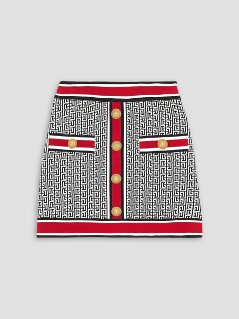 Balmain Button-embellished jacquard-knit skirt