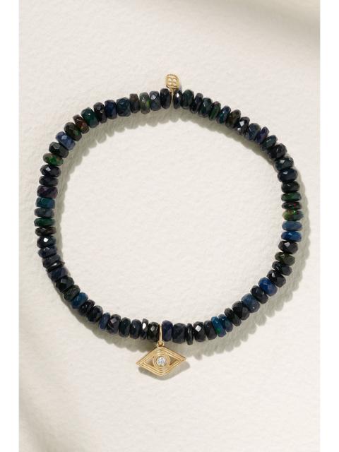 SYDNEY EVAN Small Evil Eye 14-karat Gold, Opal And Diamond Bracelet
