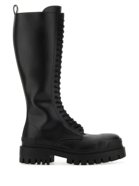 Balenciaga Women Black Leather Strike Boots