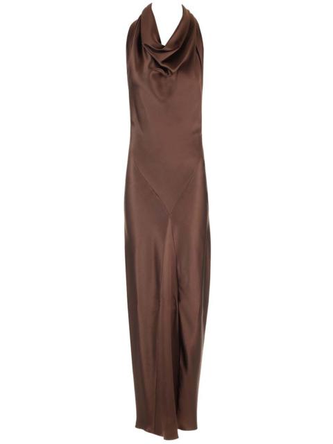Loewe Long Scarf Dress In Silk Satin Dresses Brown