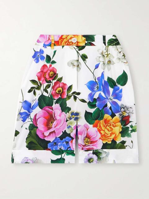 Floral-print cotton-poplin shorts White