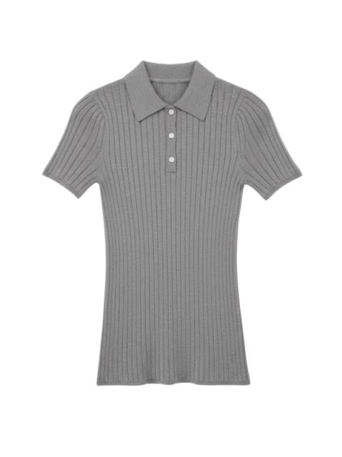 TOTEME Ribbed Polo in Grey Melange