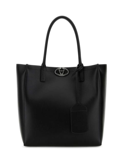 Black Leather Shopping Bag