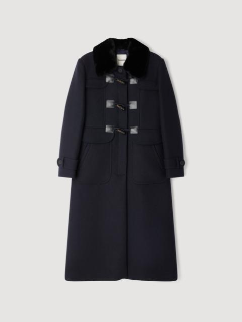 Sandro LONG COAT WITH REMOVABLE FUR COLLAR