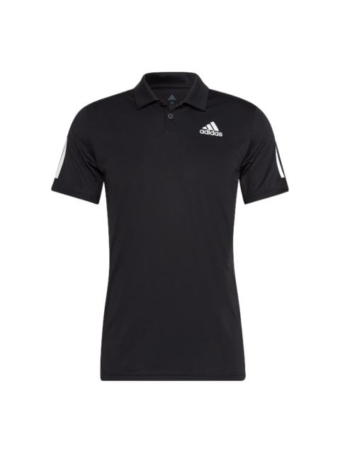 adidas adidas Solid Color Logo Tennis Sports Short Sleeve Polo Shirt Black HB6224
