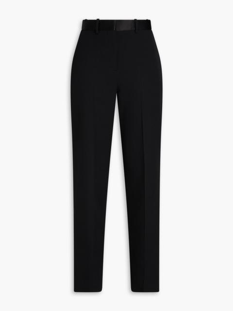 Victoria Beckham Satin-trimmed grain de poudre tapered pants