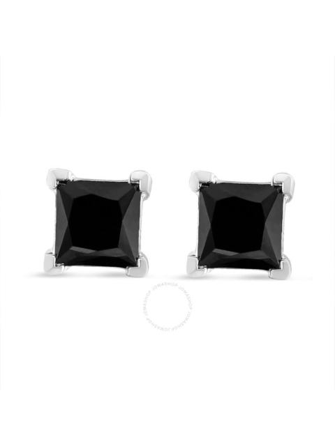 Haus Of Brilliance - Haus of Brilliance .925 Sterling Silver 1 cttw Black Diamond Screw-Back 4-Prong Classic Stud Earring