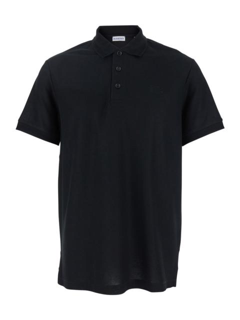 Burberry Burberry Men Black Polo Shirt With Classic Collar And Ekd Tonal Embroidery In Cotton Man