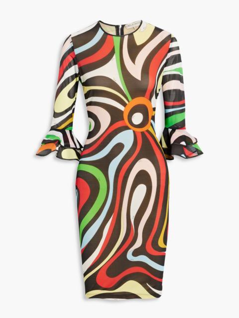 PUCCI Ruffled printed stretch-tulle dress