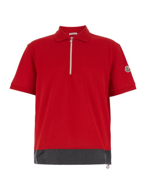 Moncler Moncler Men Red Polo Shirt With Classic Collar And Logo Embroidery On The Sleeve In Cotton Man