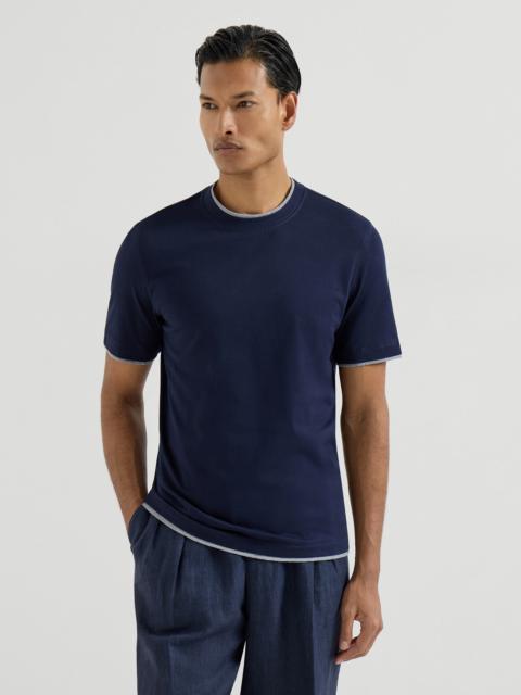 Brunello Cucinelli Cotton jersey crew neck T-shirt with faux-layering