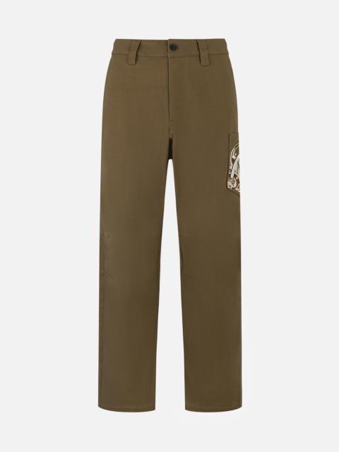 EVISU Seagull and Logo Embroidery Relax Fit Woven Pants