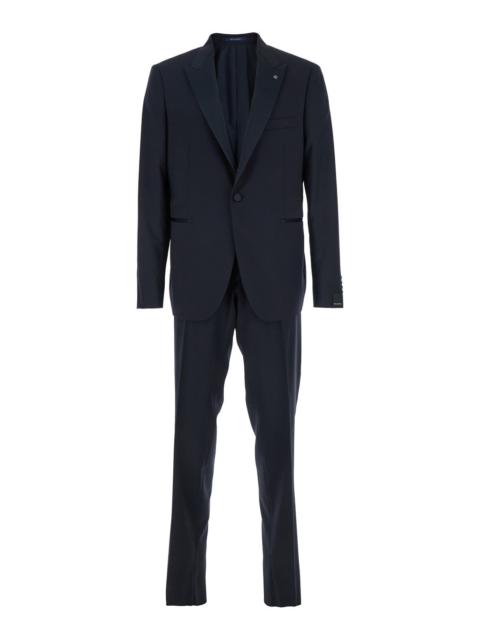 Other Designers TAGLIATORE - Tagliatore Men Blue Single-Breasted Suit With Peak Revers In Wool Man