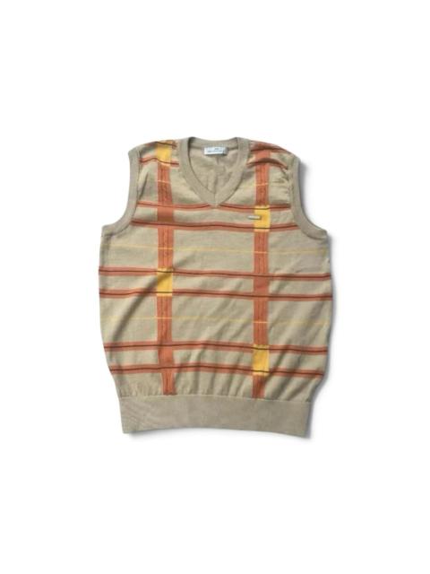 BALENCIAGA Vintage 90s Balenciaga Paris Plaid Cable Knit V-Neck Vest