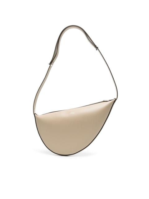 Scooped sling leather shoulder bag