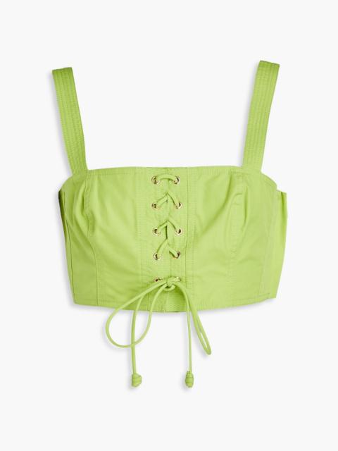 ULLA JOHNSON Isla cropped lace-up cotton-poplin top