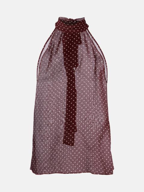 NILI LOTAN Alla polka-dot halterneck silk top