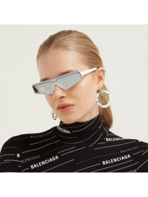 BALENCIAGA NEW Balenciaga BB0003S 002 White Silver Grey Mirrored Unisex Sunglasses